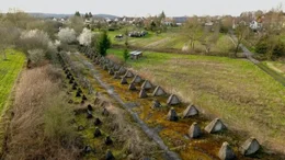 Ein Relikt aus dem Zweiten Weltkrieg: die "Drachenz&auml;hne", Panzersperren, wie sie am Westwall verwendet wurden. Sie sollten Panzerangriffe auf Bunkeranlagen erschweren.