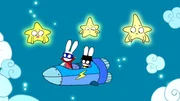 Im Himmel erfahren Superhase (l.) und Captain Hase (r.) von den aufgeregten Sternen, dass ein Schurke den Mond gestohlen hat. Im Himmel erfahren Superhase (l.) und Captain Hase (r.) von den aufgeregten Sternen, dass ein Schurke den Mond gestohlen hat.