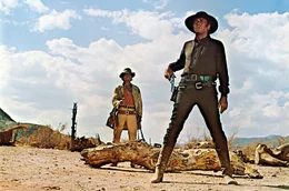 L-R: Harmonica (Charles Bronson) and Frank (Henry Fonda).