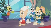 v.li.: Tweety, Porky Pig, Bugs Bunny, Lola Bunny