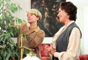 Julia und Regine Beranek betrachten die Pflanzen im Büro (v.li.: Christiane Hörbiger, Herta Schell).