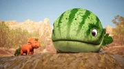 Ginger will das gestrandete Melonensuchus-Baby zurück ins Wasser schieben.
