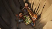 Die Sardinen sind glücklich, denn sie haben tatsächlich den Schatz von Käpt'n Goldbart finden können. Aber jetzt sitzen sie in der Falle. Von links: Finn, Zoe und Alexander Die Sardinen sind glücklich, denn sie haben tatsächlich den Schatz von Käpt'n Goldbart finden können. Aber jetzt sitzen sie in der Falle. Von links: Finn, Zoe und Alexander