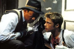 L-R: Somerset (Morgan Freeman), Mills (Brad Pitt)