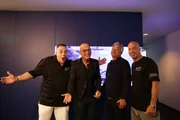 Wayde and Brett with Howie and his manager. Wayde and Brett with Howie and his manager.