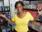 Pam with her stockpile.