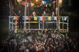 Tallahassee (Woody Harrelson), Columbus (Jesse Eisenberg), Wichita (Emma Stone) and Little Rock) try to escape the zombies in Columbia Pictures' ZOMBIELAND 2: DOUBLE TAP.