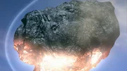 Der Asteroid prallt auf die Erde auf.