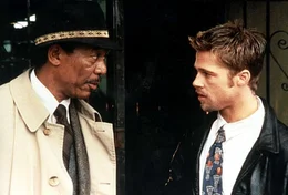 L-R: Somerset (Morgan Freeman), Mills (Brad Pitt)