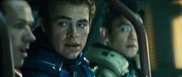 Chekov (Anton Yelchin), Captain Christopher Pike (Bruce Greenwood), Sulu (John Cho)