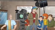 An der Schule wird eine Folge der Serie "Inspektor Derk" gedreht und die vier Freunde helfen bei den Dreharbeiten. Doch der Kameramann Thomas entdeckt, dass das Kamerakabel durchgeschnitten ist.