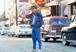 Marty (Michael J. Fox) flieht mit Hilfe einer Zeitmaschine vor Terroristen und landet im Jahr 1955.