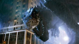 Die Riesen-Echse Godzilla legt halb New York City in Schutt und Asche