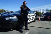 CALIF.- Patrol Officer Neil Medrano, standing outside of the Santa Maria Police Station.