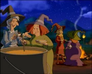 Hexen unter sich beim Hexengeburtstag auf dem Blocksberg.