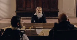 Galileo Galilei (Gaetano Tizzano) rechtfertigt sich im Verh&ouml;r gegen den Verdacht der Ketzerei.