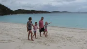 Clients Emily and Justin Colby and their kids Amaia and Solia Colby at the beach in St. John, USVI, as seen on HGTV's Caribbean Life Clients Emily and Justin Colby and their kids Amaia and Solia Colby at the beach in St. John, USVI, as seen on HGTV's Caribbean Life