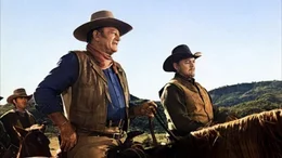 l-r: John Simpson Chisum (John Wayne), James Pepper (Ben Johnson)