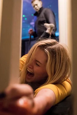 Virginia Gardner (Vicky), James Jude Courtney (Michael Myers).