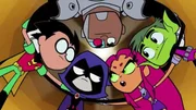 v.li.: Robin, Raven, Cyborg, Starfire, Beast Boy