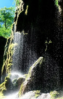 Extrem kalkhaltiges Wasser tritt an den steilen H&auml;ngen der Ammerschlucht an die Oberfl&auml;che. Ausfallender Kalk bildet Krusten, es entstehen immer neue Kaskaden. Eine Symphonie aus unz&auml;hligen Tropfen, wie ein Schleier pl&auml;tschern die zarten Wasserf&auml;lle Richtung Ammer.