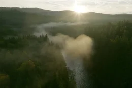Morgenstimmung im Tal des Schwarzen Regens im Herbst. Wegen dieser wunderbaren Stimmung und Landschaft wird das Gebiet auch Bayerisch Kanada genannt.