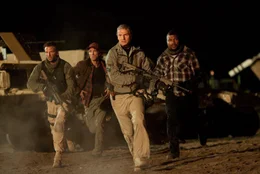 L-R: Face (Bradley Cooper), Captain H.M. Murdock (Sharlto Copley), John "Hannibal" Smith (Liam Neeson), B.A. Baracus (Quinton &laquo;Rampage&raquo; Jackson)