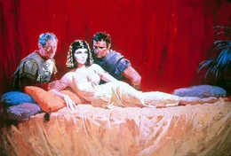 Erst Caesar (Rex Harrison, l.), dann Marcus Antonius (Richard Burton, r.): Cleopatra (Elizabeth Taylor) vereinigt Macht und Liebe.