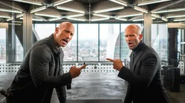 L-R: Luke Hobbs (Dwayne Johnson), Deckard Shaw (Jason Statham)