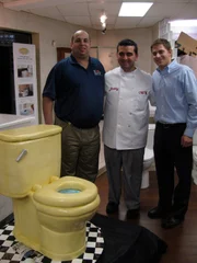 Buddy with Ian and Justin, clients for the toilet cake. Buddy with Ian and Justin, clients for the toilet cake.