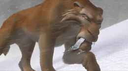 Spielt ein doppeltes Spiel: S&auml;belzahntiger Diego wei&szlig; nicht, ob er solidarisch mit seiner Horde oder den neu gewonnenen Freunden Sid und Mann sein soll ...