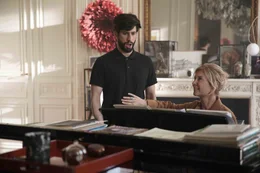 l-r: Antoine Zerkaoui (MB14), Madame Loyseau (Mich&egrave;le Laroque)
