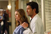 Nach Richards Ankündigung der Fusion mit dem Mercy West geht die Angst um: Meredith (Ellen Pompeo, l.) und Derek (Patrick Dempsey, r.) ... Nach Richards Ankündigung der Fusion mit dem Mercy West geht die Angst um: Meredith (Ellen Pompeo, l.) und Derek (Patrick Dempsey, r.) ...