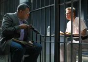 "Meat Jekyll" -- Langston (Laurence Fishburne, left) meets with Nate Haskell (guest star Bill Irwin, right behind bars) the infamous Dick and Jane killer who may have important information that can help the CSIs capture Dr. Jekyll, on part two of a two part tenth season finale of CSI: CRIME SCENE INVESTIGATION. "Meat Jekyll" -- Langston (Laurence Fishburne, left) meets with Nate Haskell (guest star Bill Irwin, right behind bars) the infamous Dick and Jane killer who may have important information that can help the CSIs capture Dr. Jekyll, on part two of a two part tenth season finale of CSI: CRIME SCENE INVESTIGATION.
