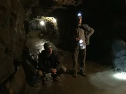 L-R: Rob Nelson and Stefan Burns explore the network of tunnels in the Włodarz complex. The Włodarz complex is part of the Riese Project which was constructed during World War II.