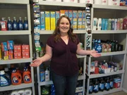 Briana with her stockpile.