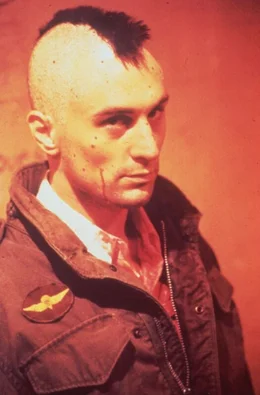 TEXT: Travis Bickle (Robert DeNiro) TITLE: Taxi Driver YEAR: 1976 DIRECTOR: Martin Scorsese CAST: Robert De Niro, Jodie Foster, Cybill Shepherd, Harvey Keitel GENRE: Drama | Thriller COUNTRY: USA .