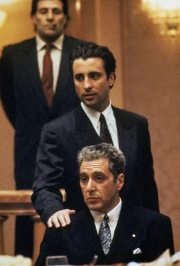 Vincent Mancini (Andy Garcia, l.); Don Michael Corleone (Al Pacino, r.)