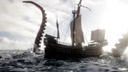 Gefahr aus der Tiefe: Riesenkraken, die Schiffe attackieren und sie in die Tiefe des Meeres ziehen, geh&ouml;ren zu den uralten Seefahrer&auml;ngsten.