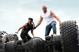 L-R: Ramsey (Nathalie Emmanuel), Dominic Toretto (Vin Diesel)