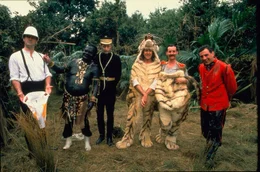 Komikertruppe Monty Python: John Cleese (l.), Terry Gilliam, Graham Chapman (2.v.l.), Eric Idle (m.), Michael Palin und Terry Jones (r.).