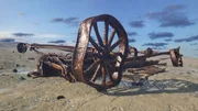 Ford-Wrack. Zeichnung der Überreste eines Model T Trucks, der im Winter während der Prohibition im gefrorenen Detroit River versank, mit einem CU von einem der Räder mit Holzspeichen. Der Truck wurde benutzt, um Whisky von der Hiram Walker Distillery in Kanada über den Detroit River nach Detroit in den USA zu schmuggeln. (National Geographic für Disney)