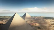 Die Cheops-Pyramide ist 146 Meter hoch. Weltrekord f&uuml;r vier Jahrtausende. Einst war sie mit polierten Kalksteinplatten verkleidet, ihre Spitze war vermutlich aus Gold.