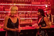 L - R: Lorraine Broughton (Charlize Theron), Delphine Lasalle (Sofia Boutella)