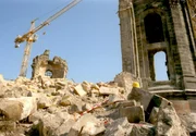 Der Bauzustand der Frauenkirche in Dresden im Mai 1997.
