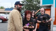 Antonio Ballatore, Ginger G. Luke, Jillian Bacher, and James Bacher outside Ginger&rsquo;s Pet Rescue Adoption Truck.