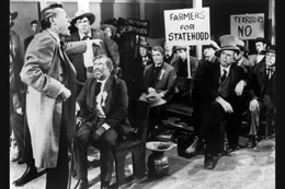 Im Kampf f&uuml;r Recht und Gesetz: Der idealistische Anwalt Ransom Stoddard (James Stewart, li.) startet eine Kampagne gegen die Landbesitzer, die den &Uuml;belt&auml;ter Valance bezahlen.