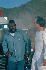 B.A. Baracus (Mr. T, l.); Murdock (Dwight Schultz, r.)