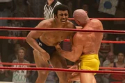 (l-r) Joseph Lee Anderson as Rocky Johnson, Brett Azar as The Iron Sheik (l-r) Joseph Lee Anderson as Rocky Johnson, Brett Azar as The Iron Sheik