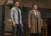 L-R: Jensen Ackles as Dean and Misha Collins as Castiel